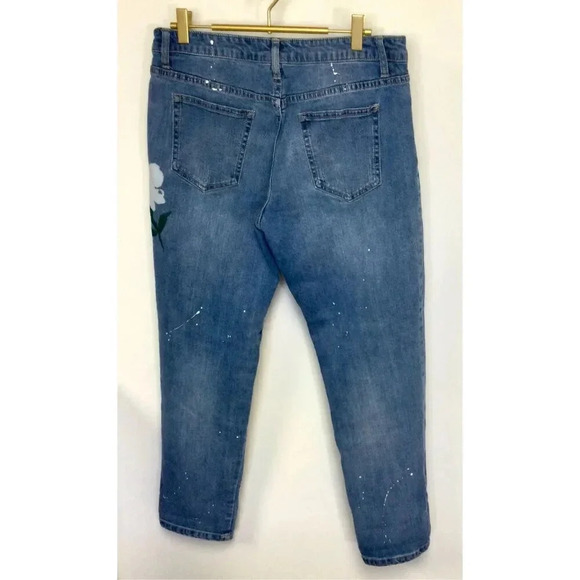 Skylar & Jade Womens Size 30‎ Denim Jeans Blue Paint Painted Daisy's Flowers - Picture 3 of 10